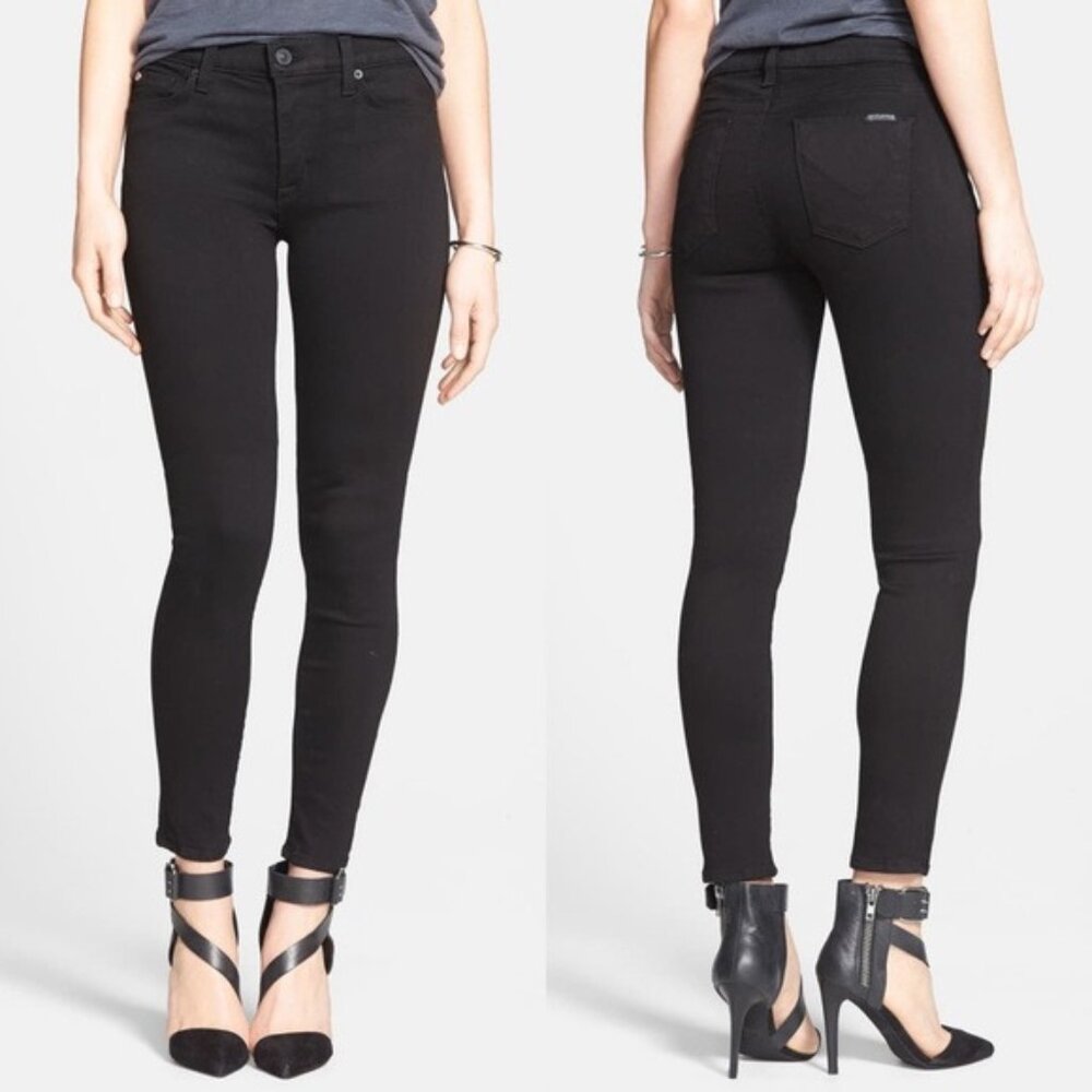 Hudson Jeans Nico Midrise Super Skinny Black Denim Size 24 25 26